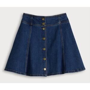 Women’s Plus Draper James Button Front Denim Pleated Mini Skirt Size 16